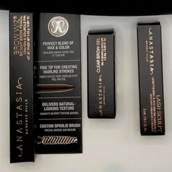 Anastasia 4 Piece Bag Travel Black Brow Wiz Brown Clear Gel Lash Sculpt Mascara - Picture 2 of 7